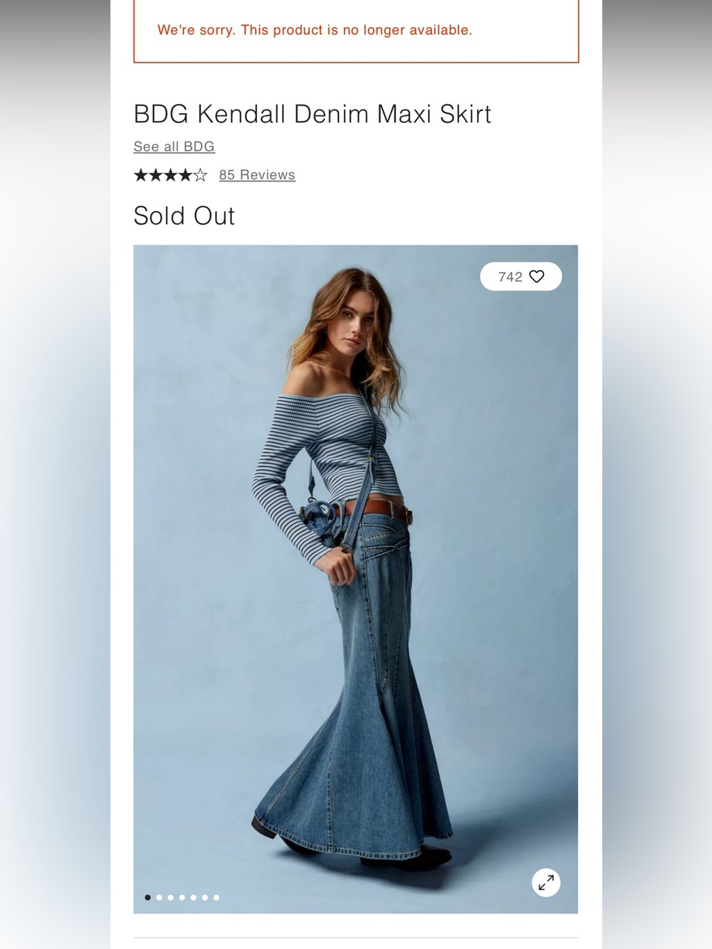 BDG Kendall Denim Maxi Skirt